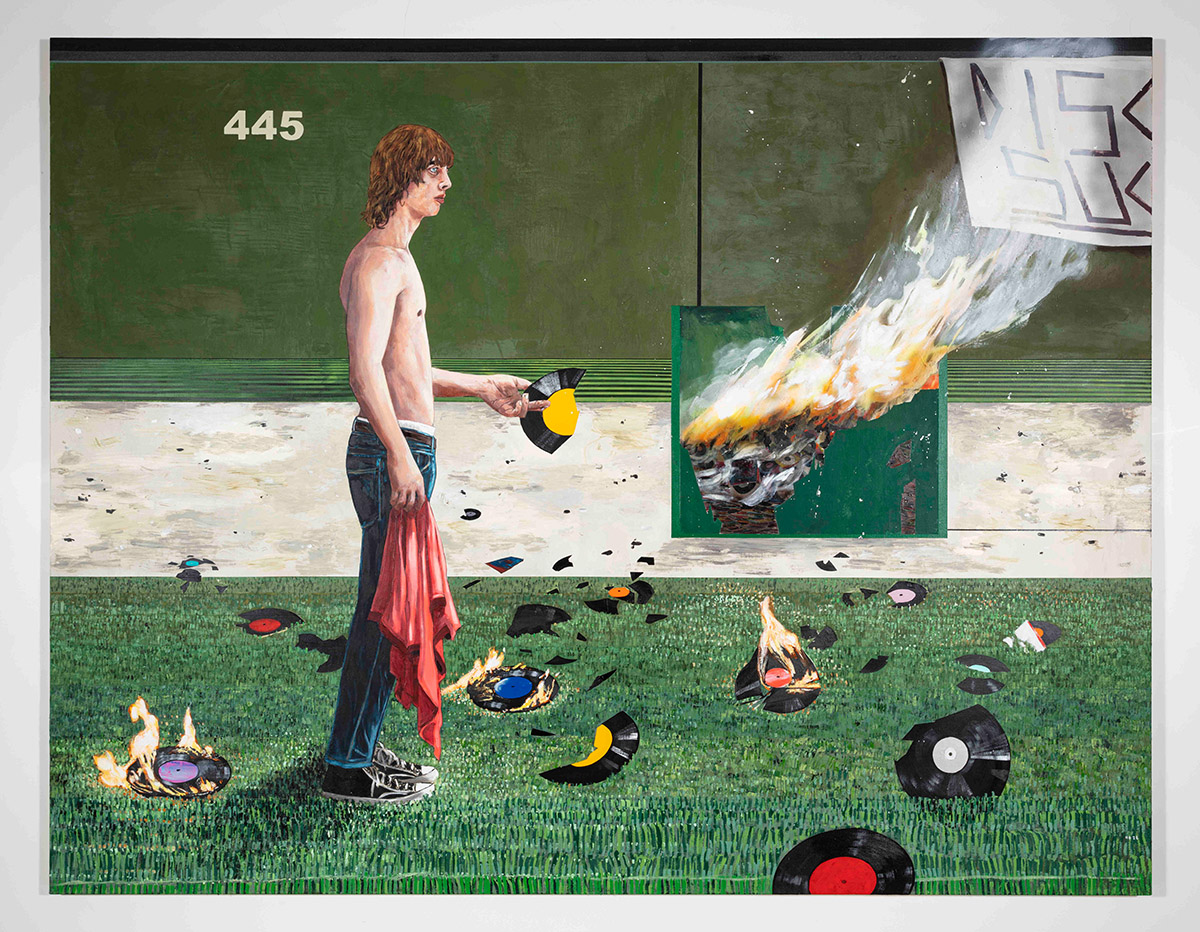 Hernan Bas, Disco Demolition Night, 2022, The Museum of Fine Arts, Houston