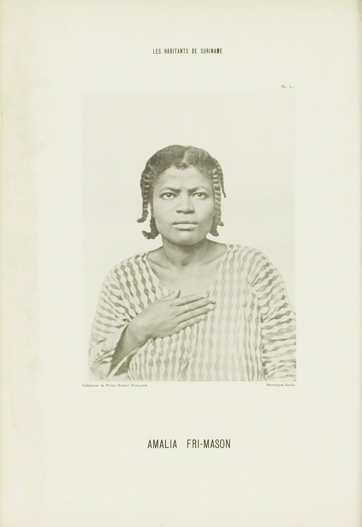 Portret van Amalia Frijmersum uit het boek Les Habitants de Suriname van Roland Bonaparte Stadsarchief Suriname