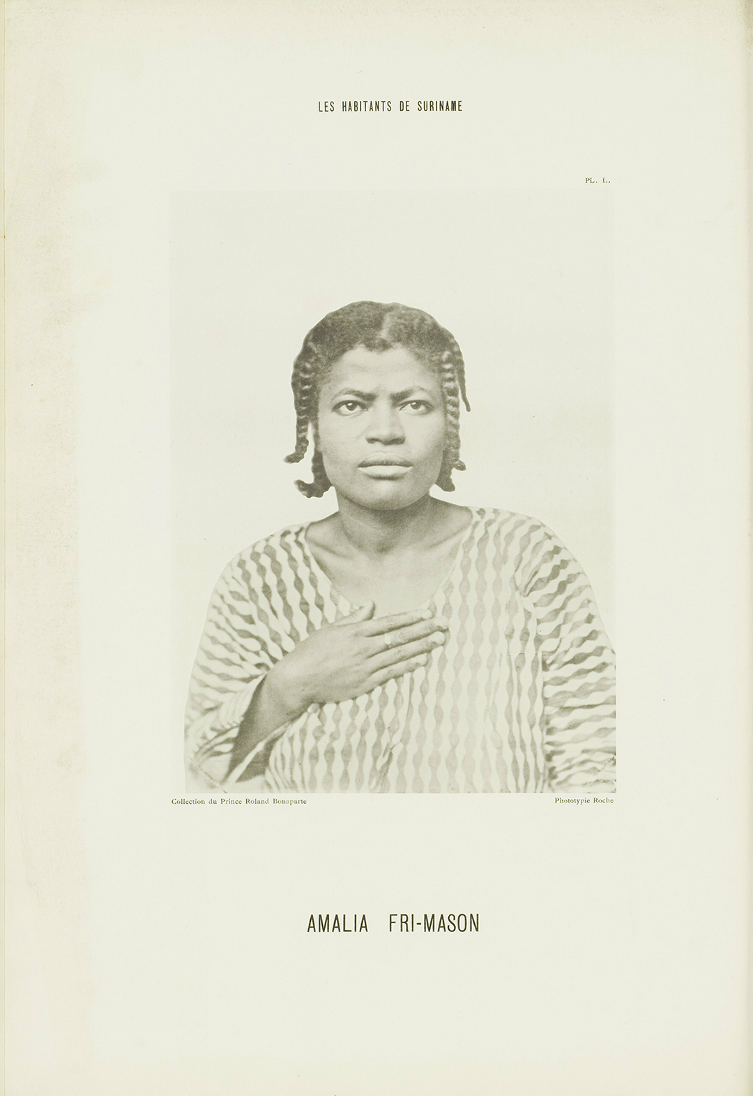 Portret van Amalia Frijmersum uit het boek Les Habitants de Suriname van Roland Bonaparte Stadsarchief Suriname
