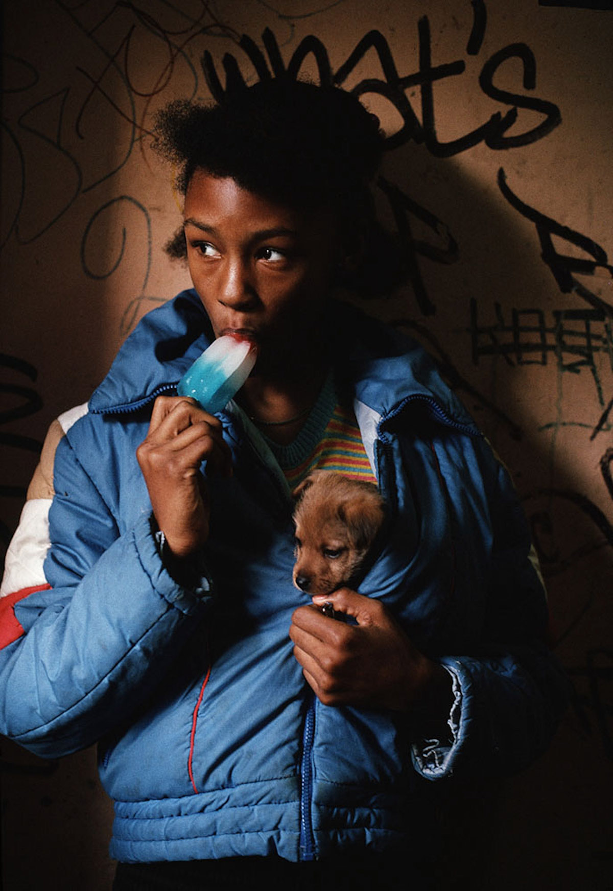 Joseph Rodriguez, Girl with Ice Cream and Dog, Spanish Harlem, NY 1987